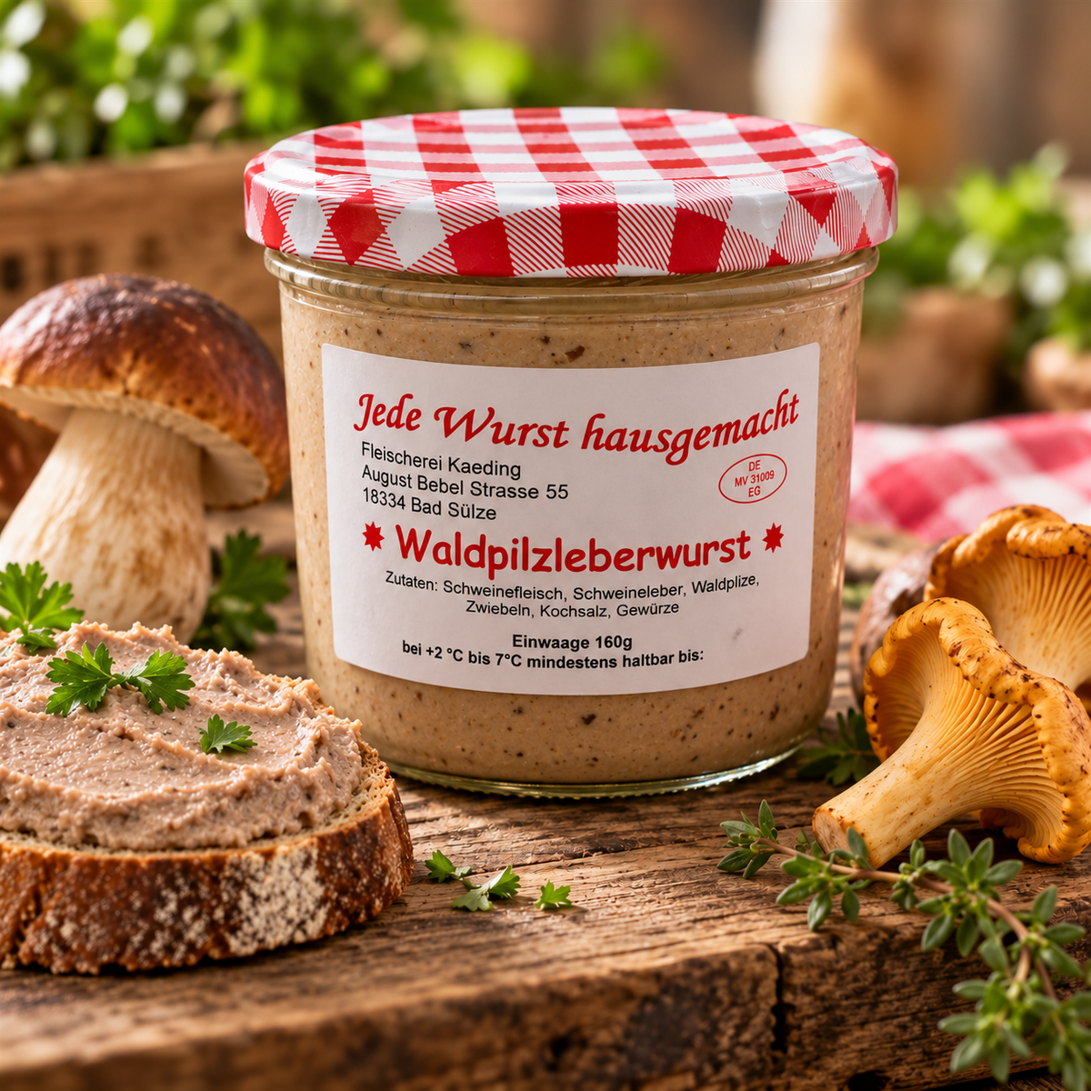 Waldpilzlebertwurst im Glas 160g